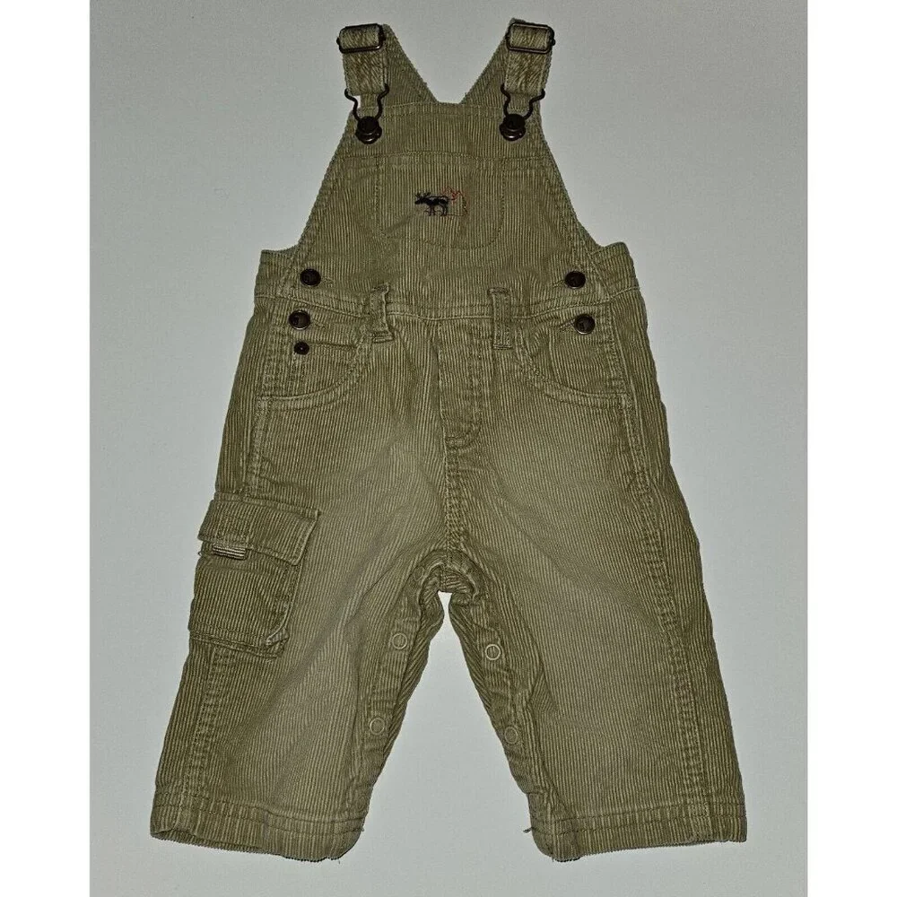 Gymboree Brown Corduroy Overalls Embroidered Deer Trees Baby 3-6 Months